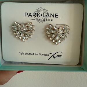 Silver Rhinestone Heart Earrings From Park Lane - New!